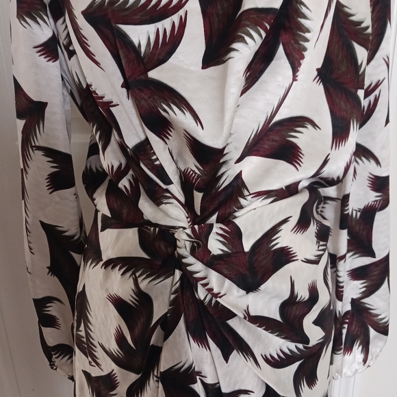 A.L.C. Freja Leaf Print Twist Front Silk Dreas - Picture 12 of 13